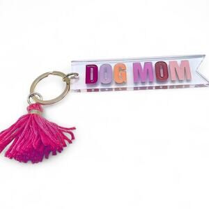 Dog Mom Pink Lavender Orange Red Acrylic Keychain Pink Tassel Mother's Day Push